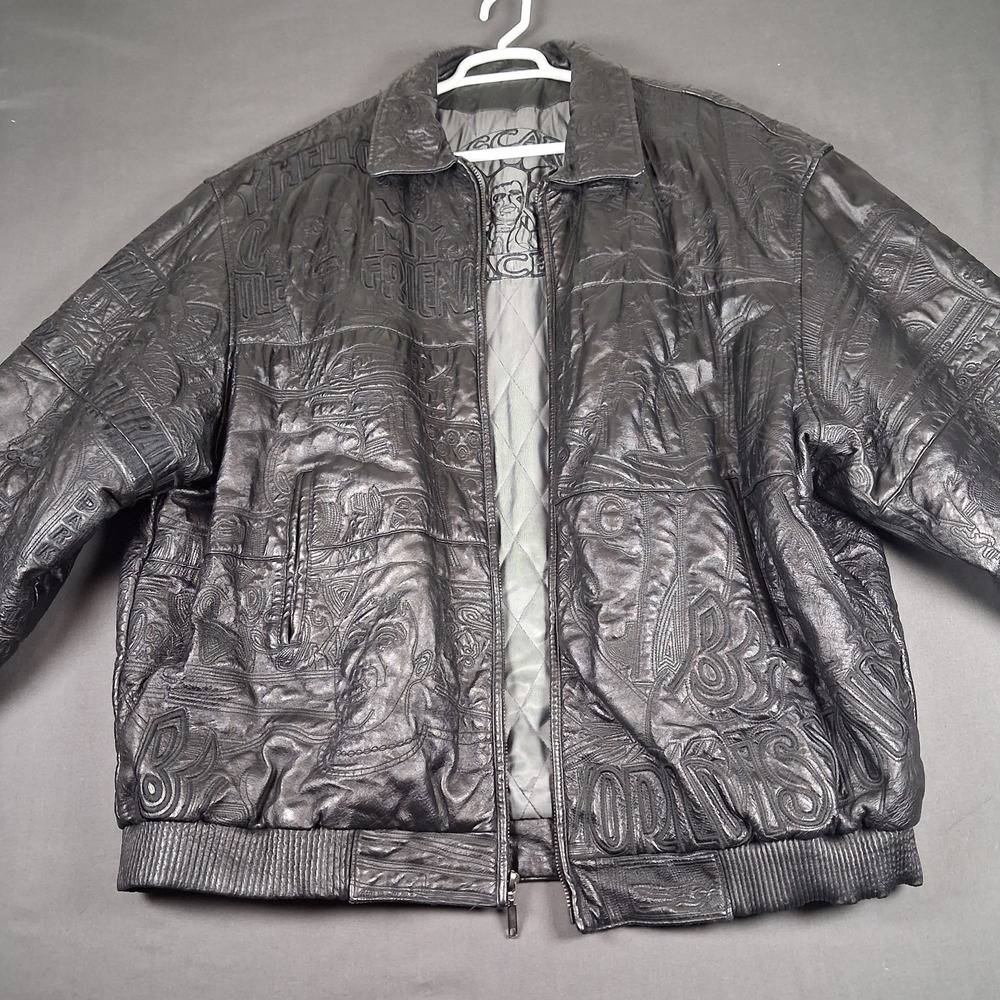 Vintage Pelle Moda, Pelle Pelle Hip Hop Scarface Embroidered Leather Jacket 4XL